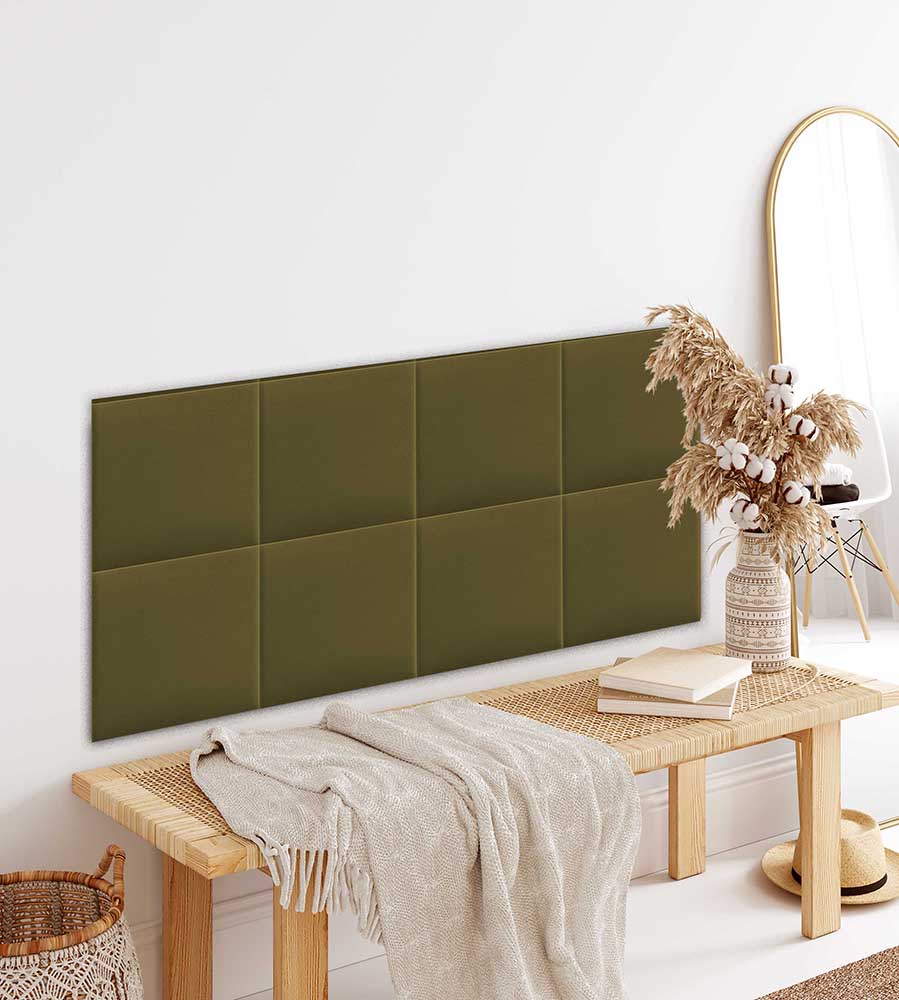 SOFIA Samt Wandkissen Polsterpaneele - Khaki - Polsterwand