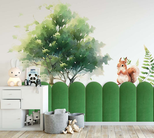 EMMA SAMT Wandkissen Polsterpaneele - Grün, Rot, Dunkelblau, Gelb - Wandpolster Bettkopfteil