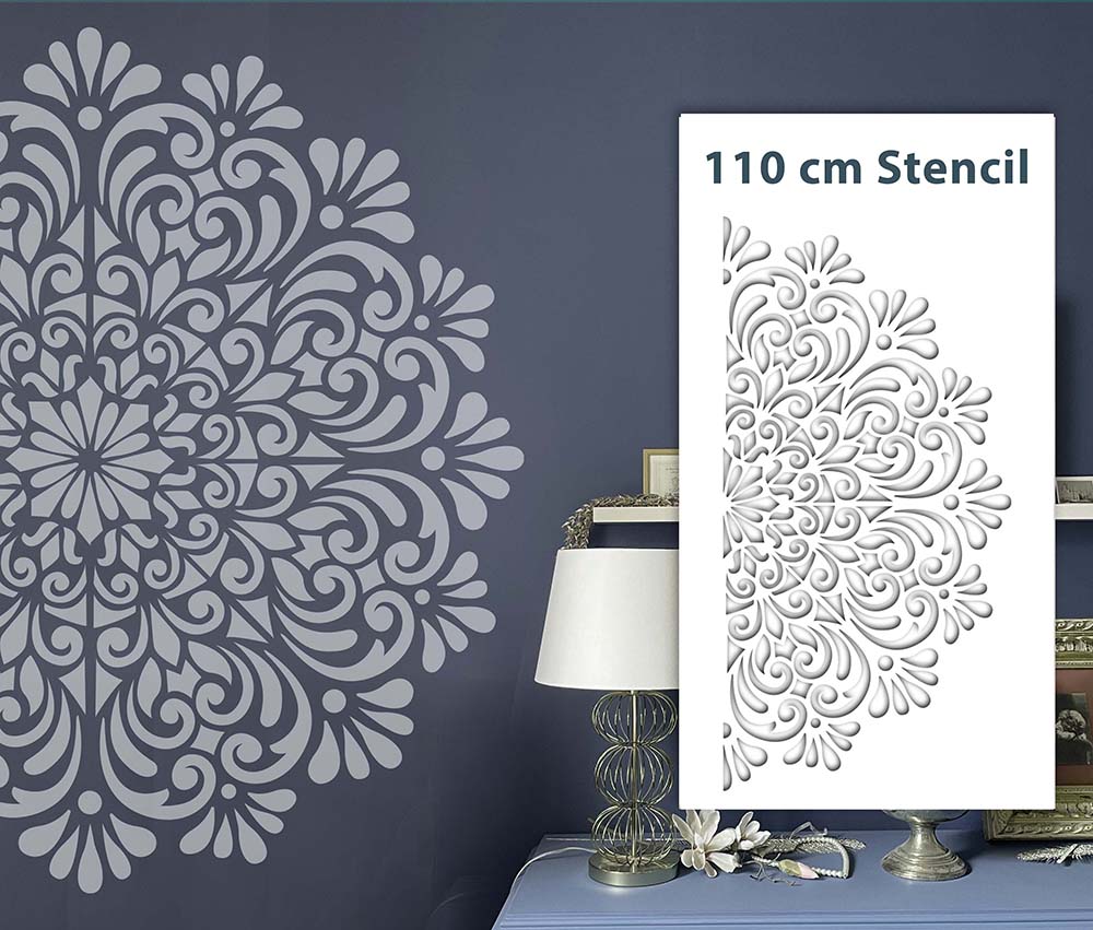 SOFIA - 110 cm XXL Mandala Wandschablone - Große Yoga Mandala Schablone für Wand, Möbel oder Textil