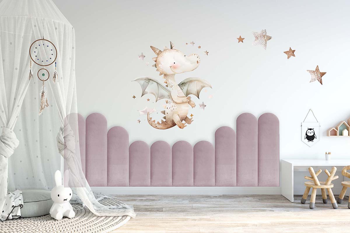 EMMA SAMT Wandkissen Polsterpaneele - Rosa, creme, beige - Wandpolster Bettkopfteil