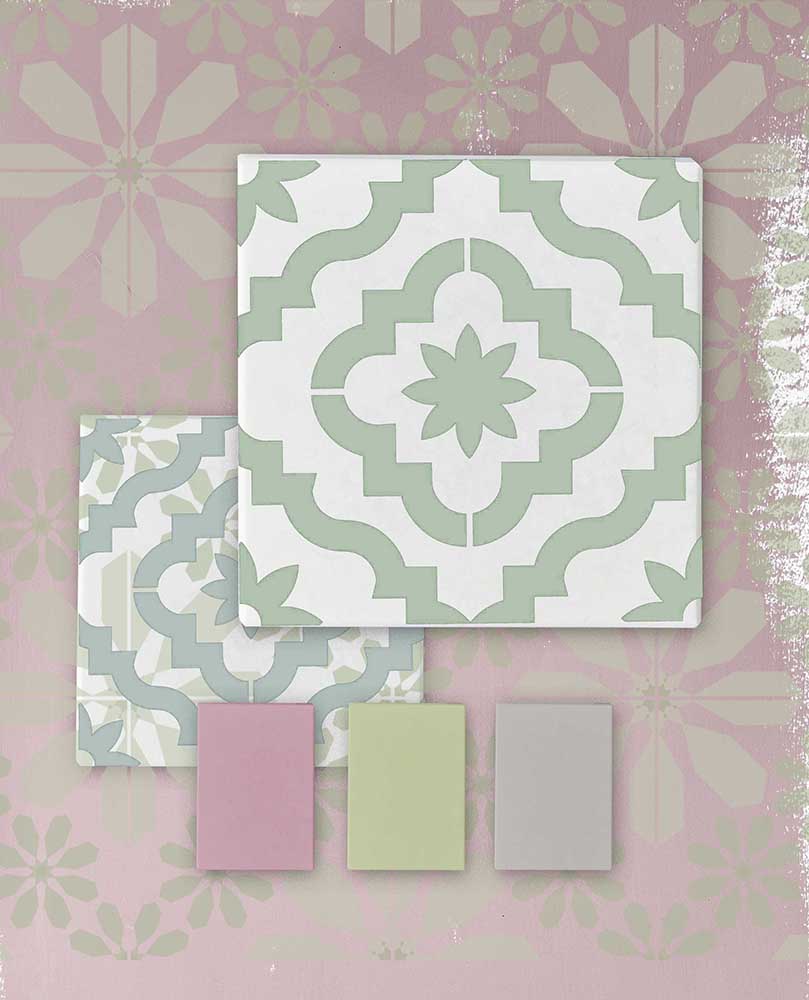 MARRAKESH - Terassenplatten Schablone - Moderne Blumenschablone für SteinPlatten - Fliesen Schablone