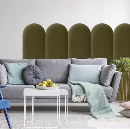 EMMA SAMT Wandkissen Polsterpaneele - Khaki-grün - Wandpolster Bettkopfteil - Polsterwand