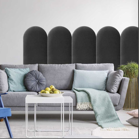 EMMA SAMT Wandkissen Polsterpaneele - Graphit / Anthrazit - Wandpolster Bettkopfteil