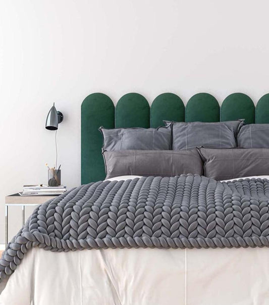 EMMA SAMT Flaschengrüne Wandkissen Polsterpaneele - Wandpolster Bettkopfteil