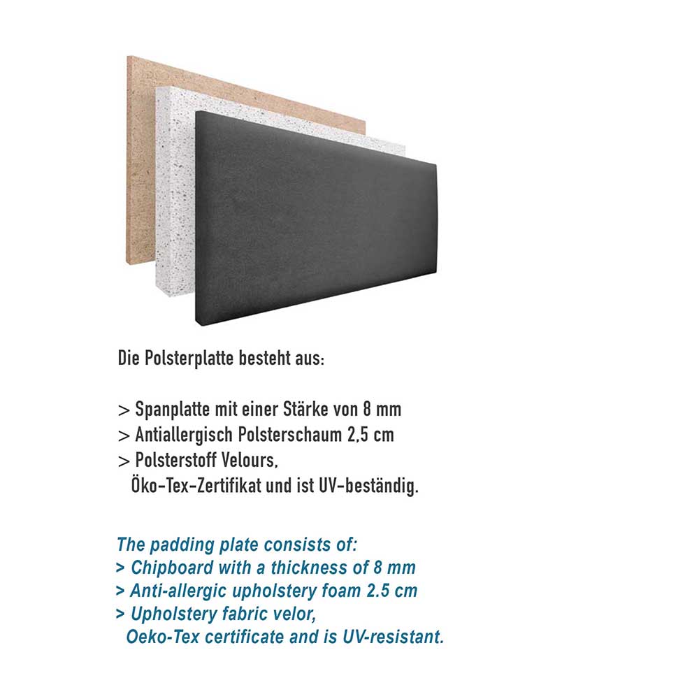 SOFIA Samt Wandkissen Polsterpaneele - Khaki - Polsterwand