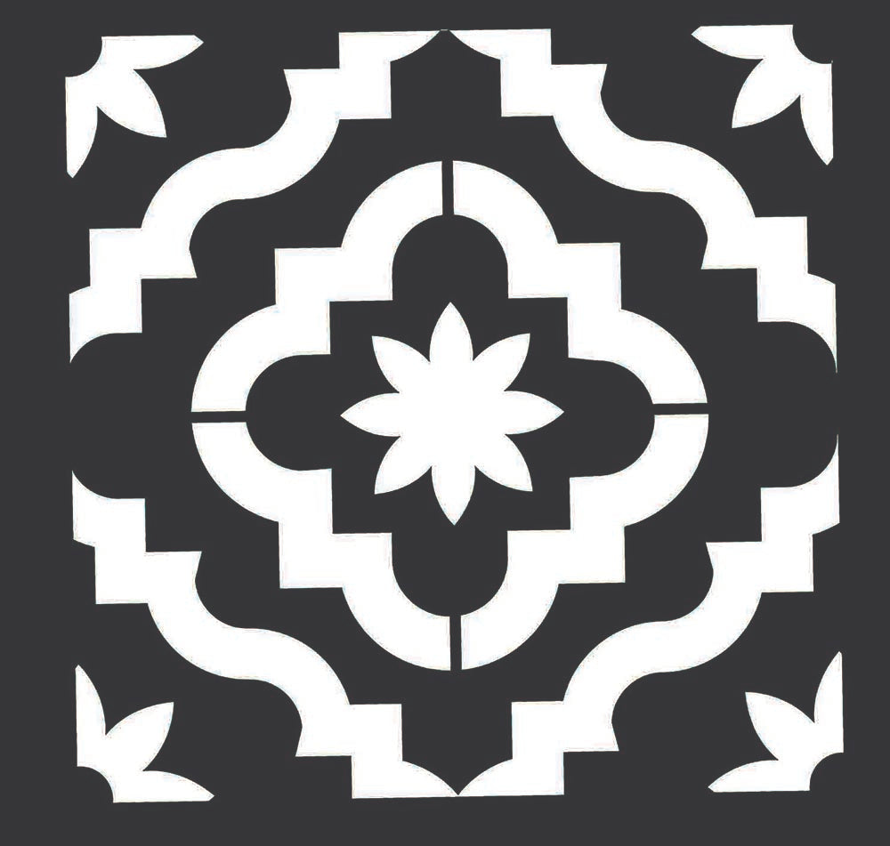 MARRAKESH - Terassenplatten Schablone - Moderne Blumenschablone für SteinPlatten - Fliesen Schablone