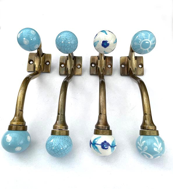 Individual coat hooks in vintage style – sky blue