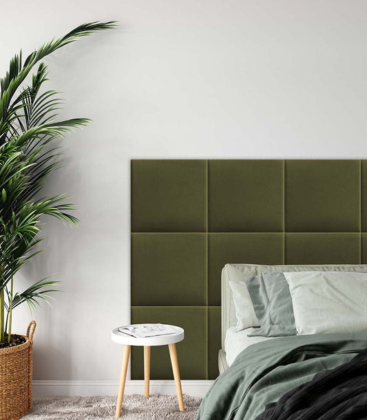 SOFIA Samt Wandkissen Polsterpaneele - Khaki - Polsterwand