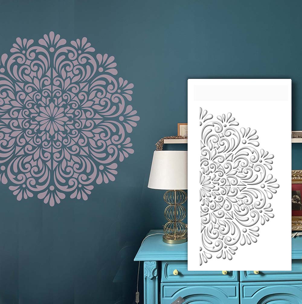 SOFIA - Mandala Wand Schablonen - Yoga Mandala Schablone für Wand, Möbel, Textil oder Basteln