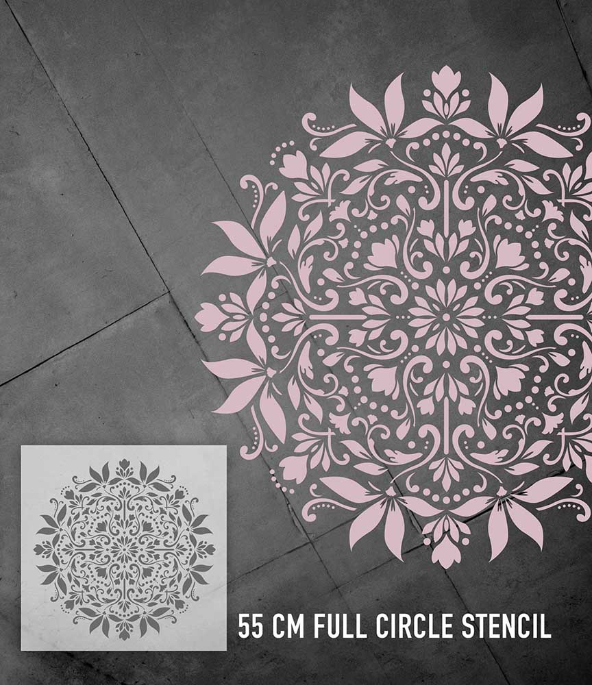 Vollkreis 55 Schablone BLOOM - Große Florale Mandala Wandschablone