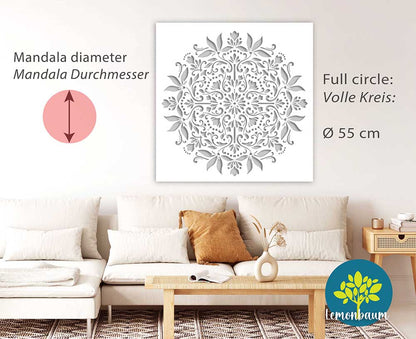BLOOM - Große Florale Mandala Wandschablone -