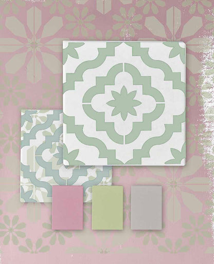 MARRAKESH - Terassenplatten Schablone - Moderne Blumenschablone für SteinPlatten - Fliesen Schablone