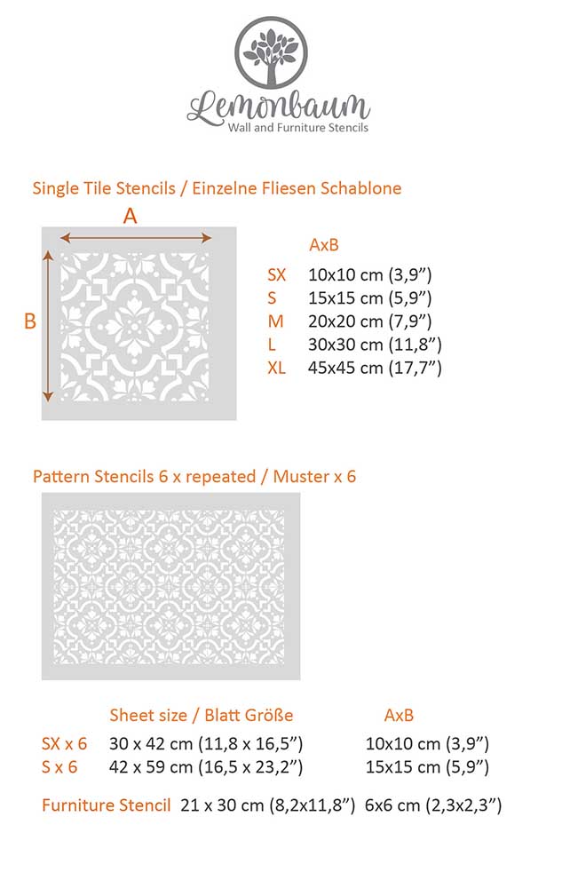 ARIANA 2 - Moderne Malerschablone für Terrassenplatten - Fliesen Schablone - Schablone für den Garten