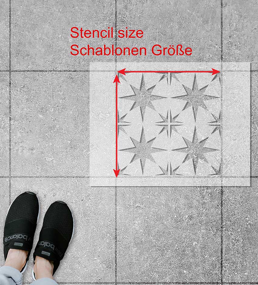 STARS - Schablone für Betonplatten - Fliesen Schablone - Terrassenplatten Schablone - Pflasterstein Schablone