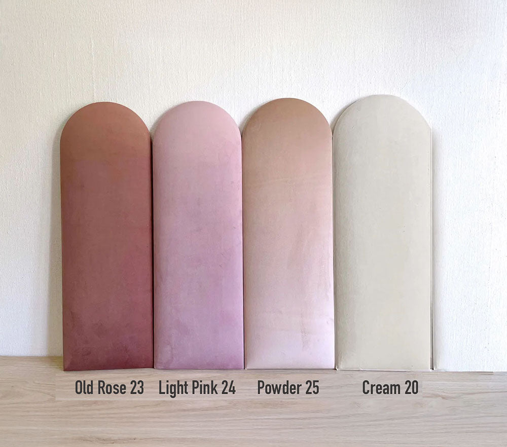 EMMA SAMT Wandkissen Polsterpaneele - Rosa, creme, beige - Polsterwand Bettkopfteil Schlafzimmer