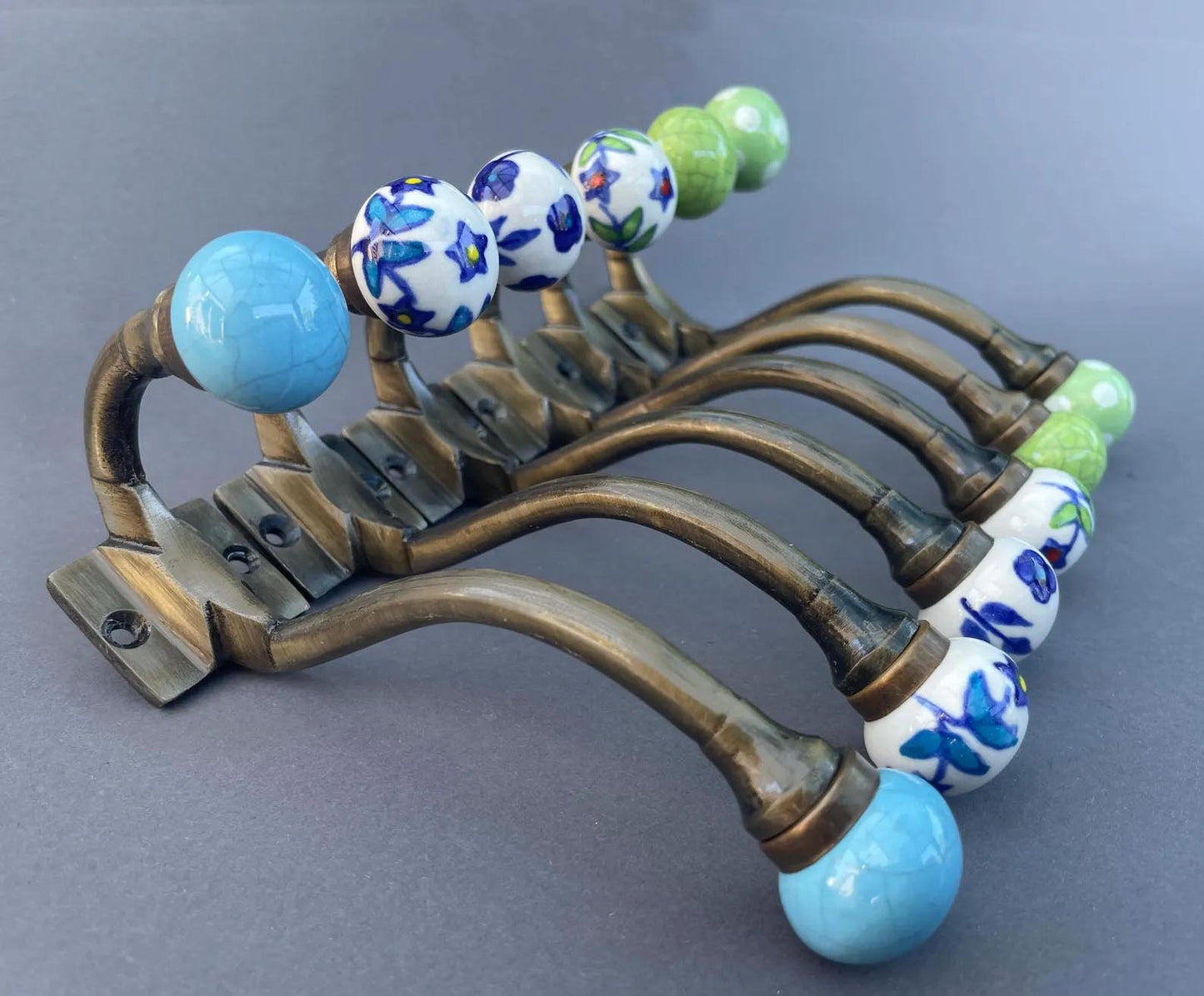 Individual coat hooks in vintage style – sky blue