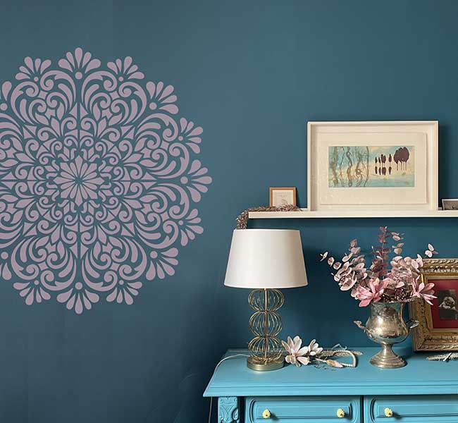 SOFIA - 110 cm XXL Mandala Wandschablone - Große Yoga Mandala Schablone für Wand, Möbel oder Textil