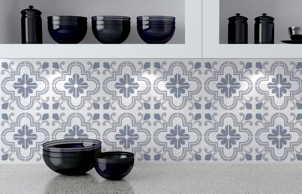 SCANDI - Vintage Schablone für Wand, Möbel, Textil - Fliesen Schablone
