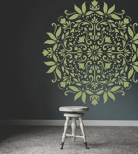 BLOOM - 110 cm -85 cm XXL Mandala Wandschablone - Große Yoga Mandala Wandschablone