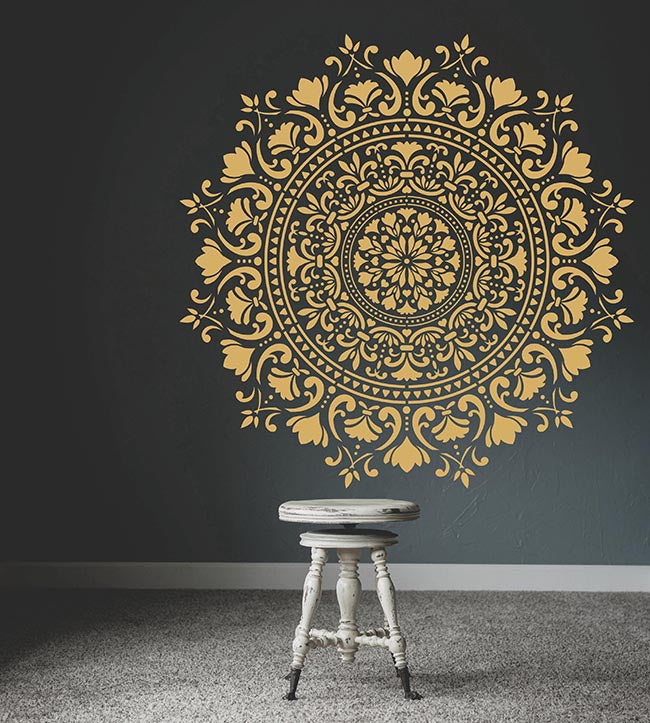 YOGA - 110 cm - 85 cm Mandala Wandschablone - Boho XXL Yoga Ornament Mandala Wandschablone