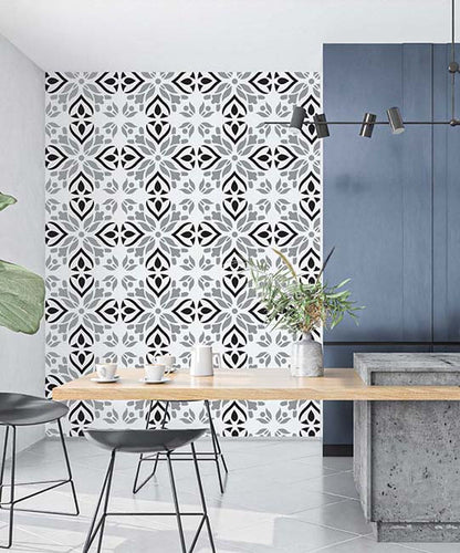 SEVILLA - Terrassenplatten Schablone - Moderne Blumenschablone für die Wand - Fliesen Schablone
